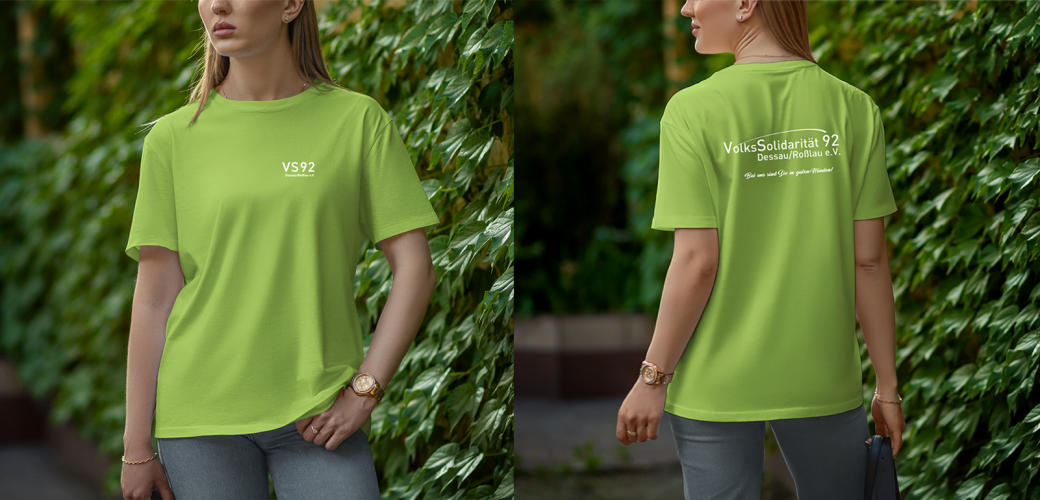 Bedruckte Arbeitskleidung im Flexdruck für Volkssolidarität 92 Dessau-Roßlau e.V.