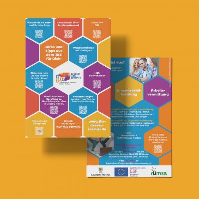 Flyergestaltung für das JugendBerufsZentrum in Dessau-Roßlau